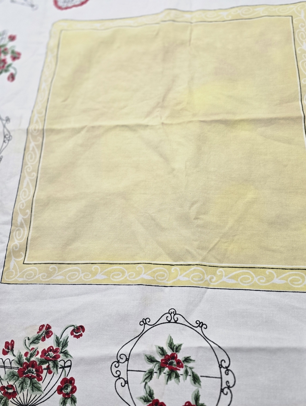 Vintage 60s Cottagecore Floral Tablecloth Retro Farmhouse Kitchen Decor 44x47.5 - Picture 14 of 16